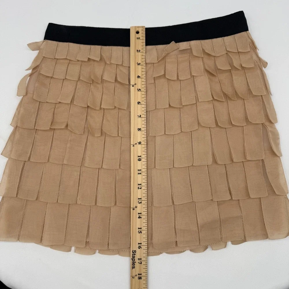J. Crew‎ Collection Mini Skirt 4 Tan Fringe Playful Flirty Feminine